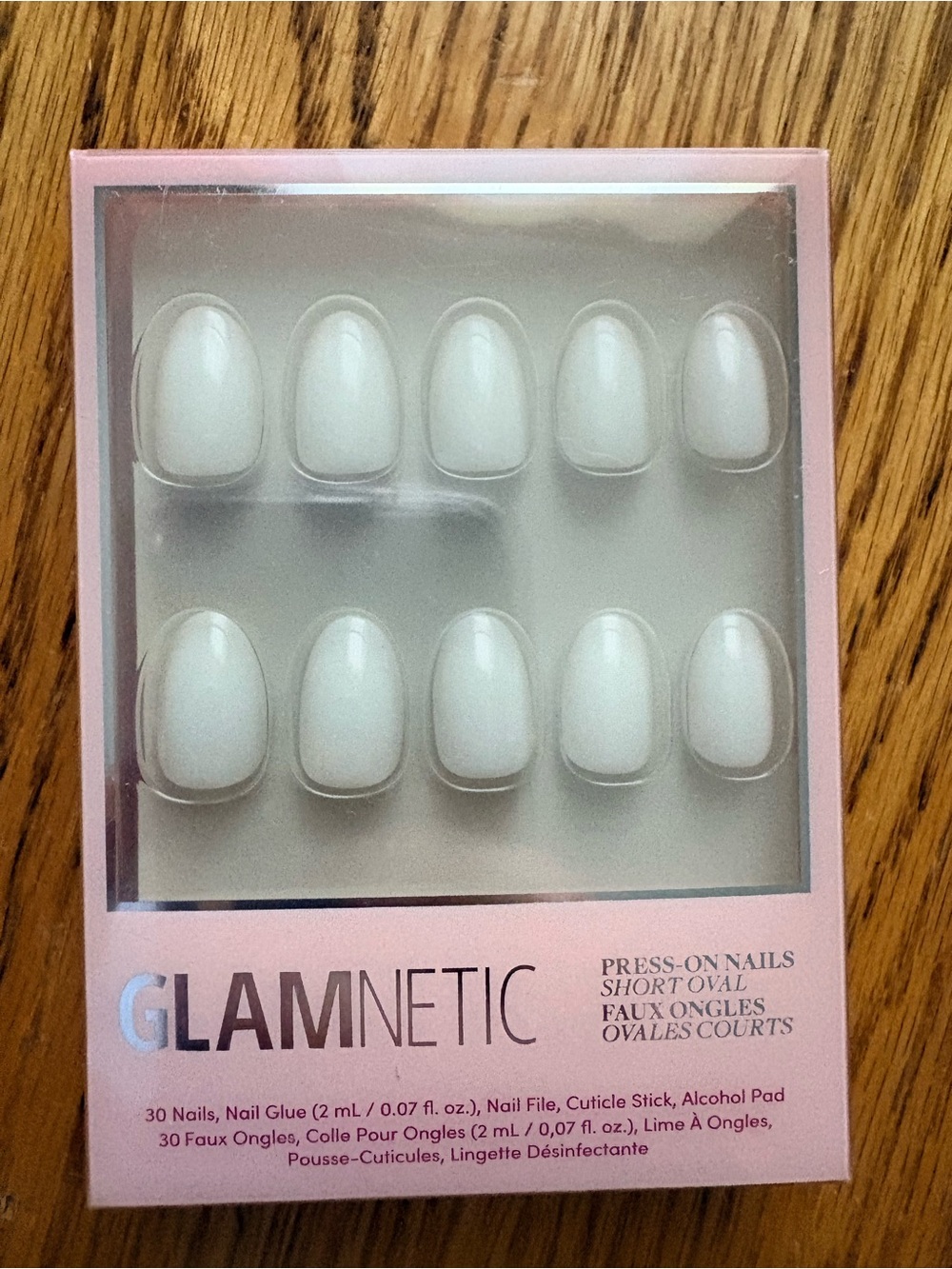 GLAMnetic Short Oval Press-On Nails in Milky White - White Swan